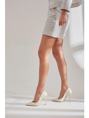 Ayakkabı Prensi Nadja Ten Rugan 10 cm Stiletto, Topuklu Ayakkabı Kadın