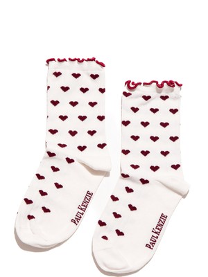 Paul Kenzie Valentine Collection - Ruffle Çorap - Burgundy Hearts