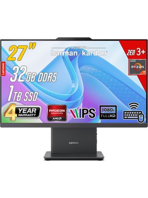 Lenovo Ideacentre 27ARR9 Amd Ryzen 7-7735HS 32GB 1tb 27 Fhd Freedos Siyah All In One Bilgisayar