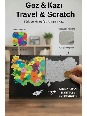 Gez Kazı Magnet Türkiye Haritası - Kazınabilir Harita - Gezkazı - Türkiye Haritası - Magnet - Harita
