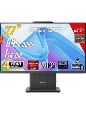 Lenovo Ideacentre 27ARR9 Amd Ryzen 7-7735HS 64GB 1tb 27 Fhd Freedos Siyah All In One Bilgisayar