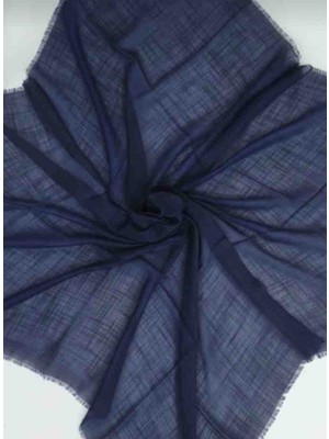 Özense Çift Flamlı Pamuklu 4 Mevsim Kullanılabilir Terletmeyen Lacivert Renkli Eşarp