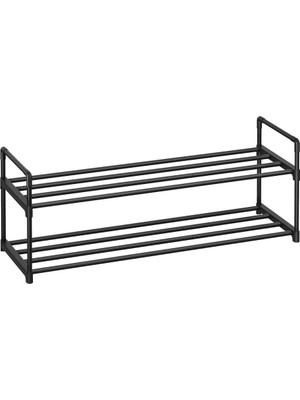 Astera 2 Katlı Metal Ayakkabı Rafı - 10 Çift Kapasiteli, Siyah