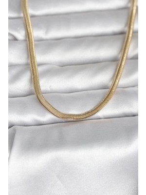 Aesco Mey Ithalat® cm 14K Gold Renk Yassı Yılan Zincir Model 45 cm Kadın Kolye