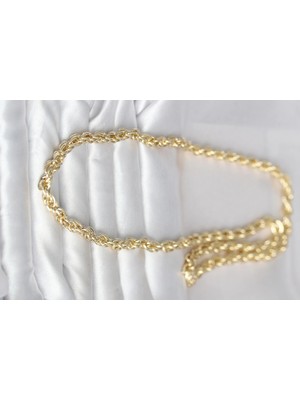 Aesco Mey Ithalat® cm 14K Gold Renk Kalın Burgu Zincirli Model 60 cm Kadın Kolye