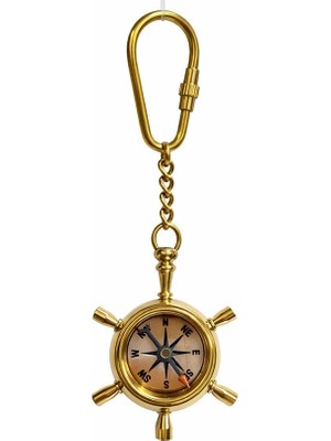 Aesco Pirinç Dümen Içinde Pusula Tasarım Anahtarlık