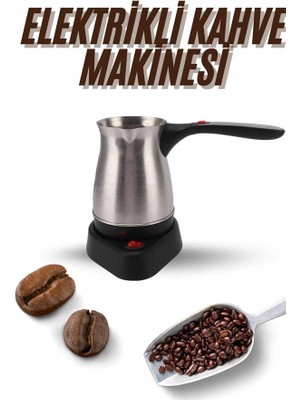 Elektrikli Cezve 800 Watt Paslanmaz Çelik Türk Kahve Makinesi Saplı - Lisinya