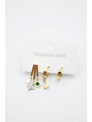 Aesco Kutup Yıldızı Çoklu Küpe - Altın