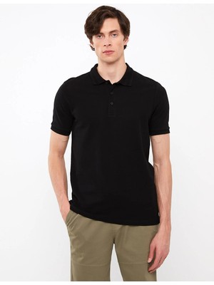 Trender Düz Pike Polo Yaka Erkek T-Shirt 2127 Siyah