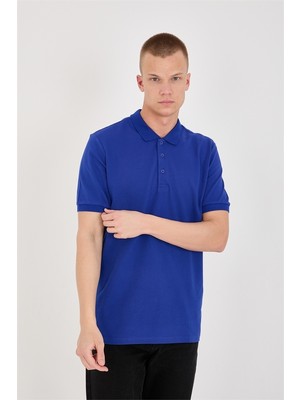 Trender Düz Pike Polo Yaka Erkek T-Shirt 2127 Saks