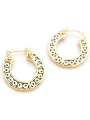 Aesco Halka Nazar Küpe - Altın