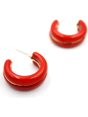 Aesco Halka Küpe - Kırmızı