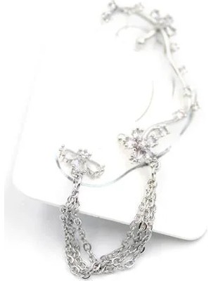 Aesco Taşlı Kıkırdak Küpe - Gümüş