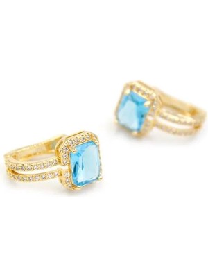 Aesco Taşlı Küpe - Turkuaz