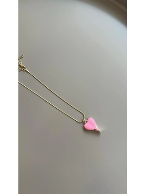 Aesco Mineli Kalp Kolye - Pembe