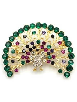 Aesco Tavus Kuşu Broş - Altın