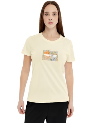 Trender Baskı Kadın T-Shirt Trus Açık Sarı
