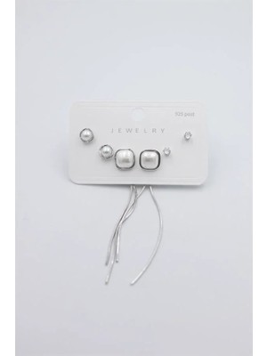 Aesco Çoklu Set Küpe - Gümüş