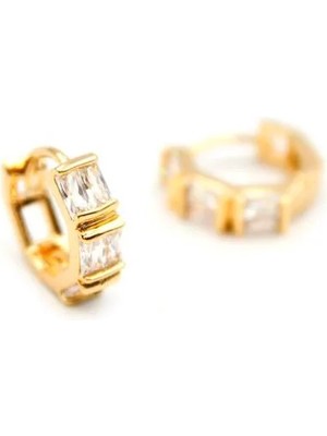 Aesco Taşlı Halka Küpe - Altın