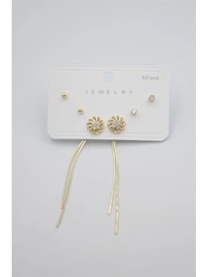 Aesco Çoklu Set Küpe - Altın