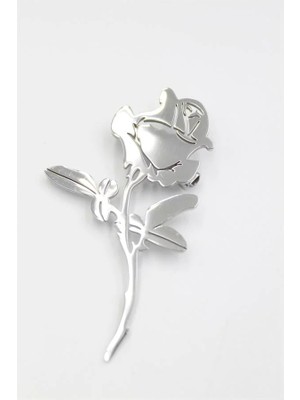 Aesco Çelik Gül Broş - Gümüş
