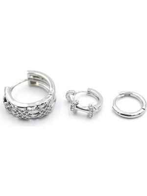 Aesco 3'lü Xox Küpe - Gümüş