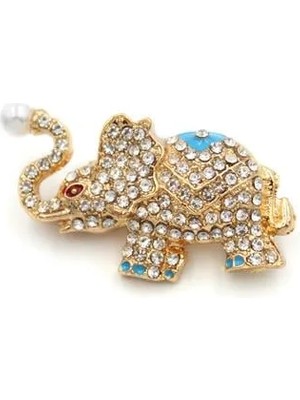 Aesco Taşlı Fil Broş - Altın