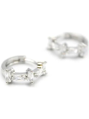 Aesco Taşlı Halka Küpe - Gümüş