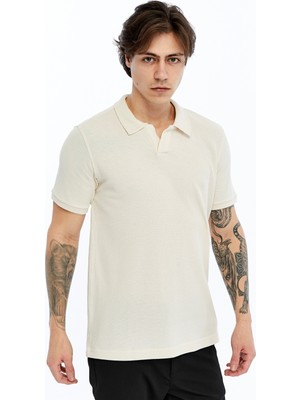 Trender Polo Yaka Erkek T-Shirt 4024 Krem