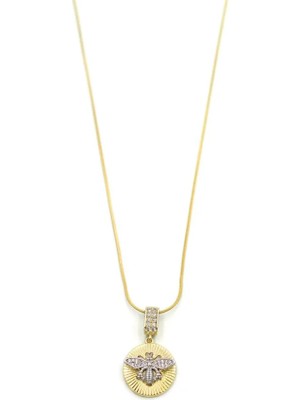 Aesco Taşlı Arı Kolye - Altın