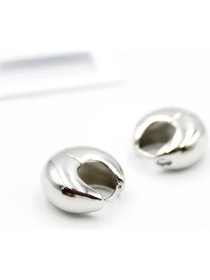 Aesco Oval Halka Küpe - Gümüş