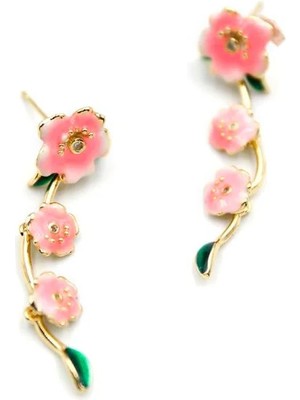 Aesco Mineli Çiçek Küpe - Pembe