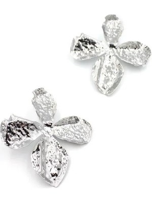 Aesco Metal Yaprak Küpe - Gümüş