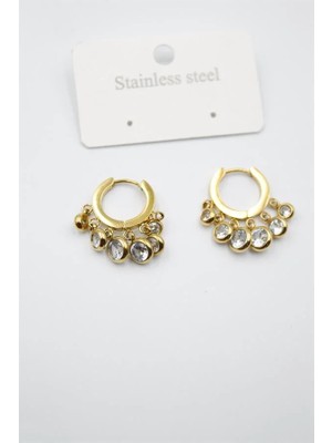 Aesco Çelik Taşlı Shakira Küpe - Altın