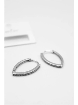 Aesco Oval Halka Küpe - Gümüş