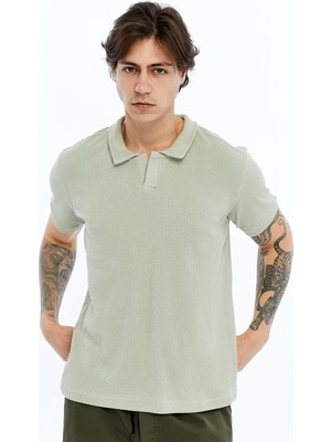 Trender Polo Yaka Erkek T-Shirt 4024 Su Yeşili