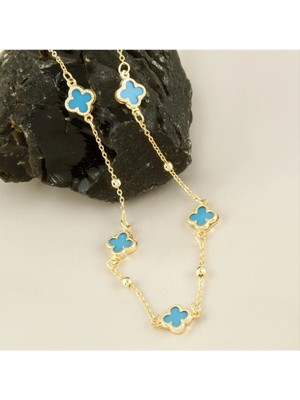 Aesco Çiçek Mineli Yeni Sezon Zincir Kolye 45 cm