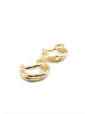 Aesco 3'lü Halka Küpe -Büyük Boy - Altın