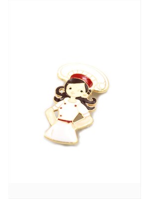 Aesco Aşçı Broş - Beyaz