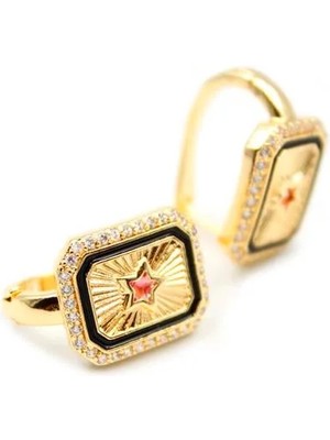 Aesco Yıldız Taşlı Küpe - Pembe