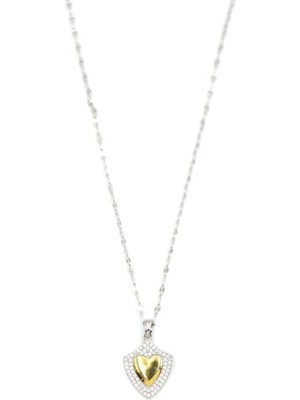 Aesco Taşlı Kalp Kolye - Gümüş