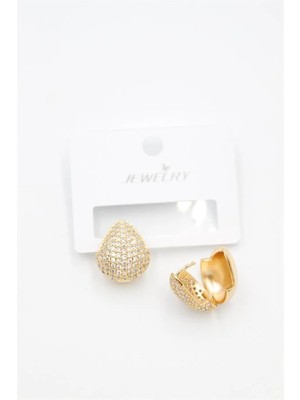 Aesco Taşlı Damla Küpe - Altın