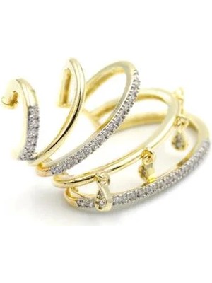 Aesco Çoklu Halka Kıkırdak Küpe - Altın