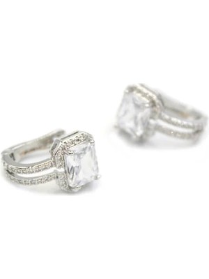 Aesco Taşlı Küpe - Beyaz