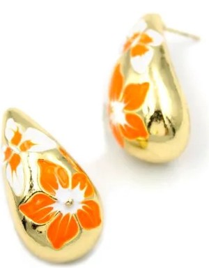 Aesco Çiçek Küpe - Turuncu