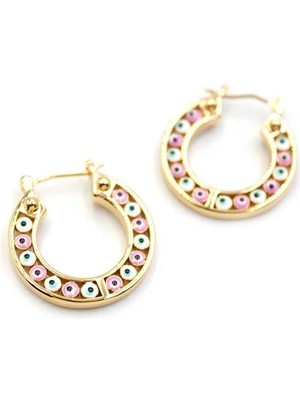 Aesco Halka Nazar Küpe - Altın