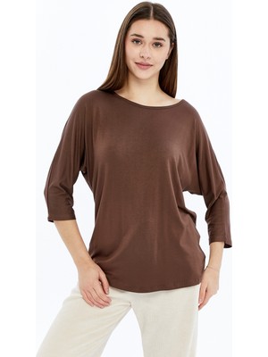 Trender Kadın T-Shirt 1416 Kahve