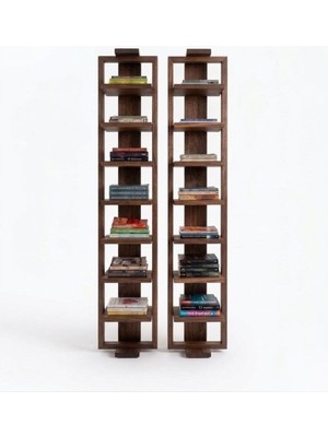 Evdekka Ham Ahşap Masif Kitaplık - 160 cm Boy - Modern Iskandinav Tasarım Raflı Dekoratif Kitaplık