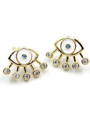 Aesco Mineli Göz Küpe - Beyaz