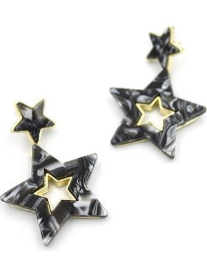 Aesco Yıldız Küpe - Siyah